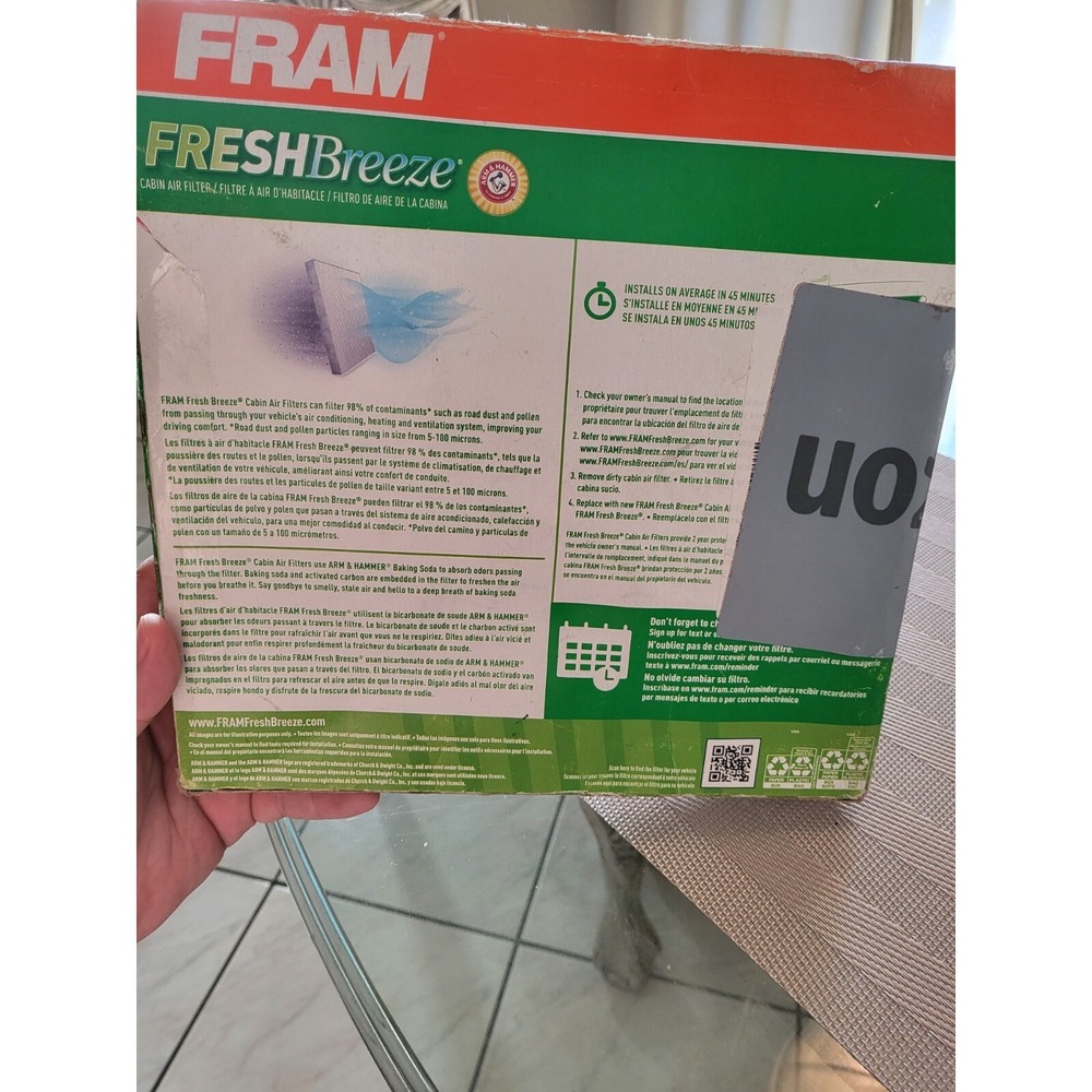 FRAM Fresh Breeze Cabin Air Filter with Arm & Hammer Baking Soda CF10134 - Picture 2 of 2
